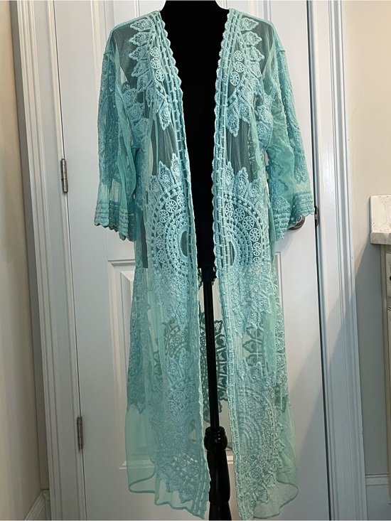 Rachel Zoe Other - Rachel Zoe Aqua Embroidery Lace Kimono Cover-up